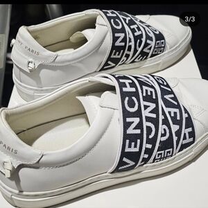 Givenchy White Leather Sneakers with Black Logo Straps